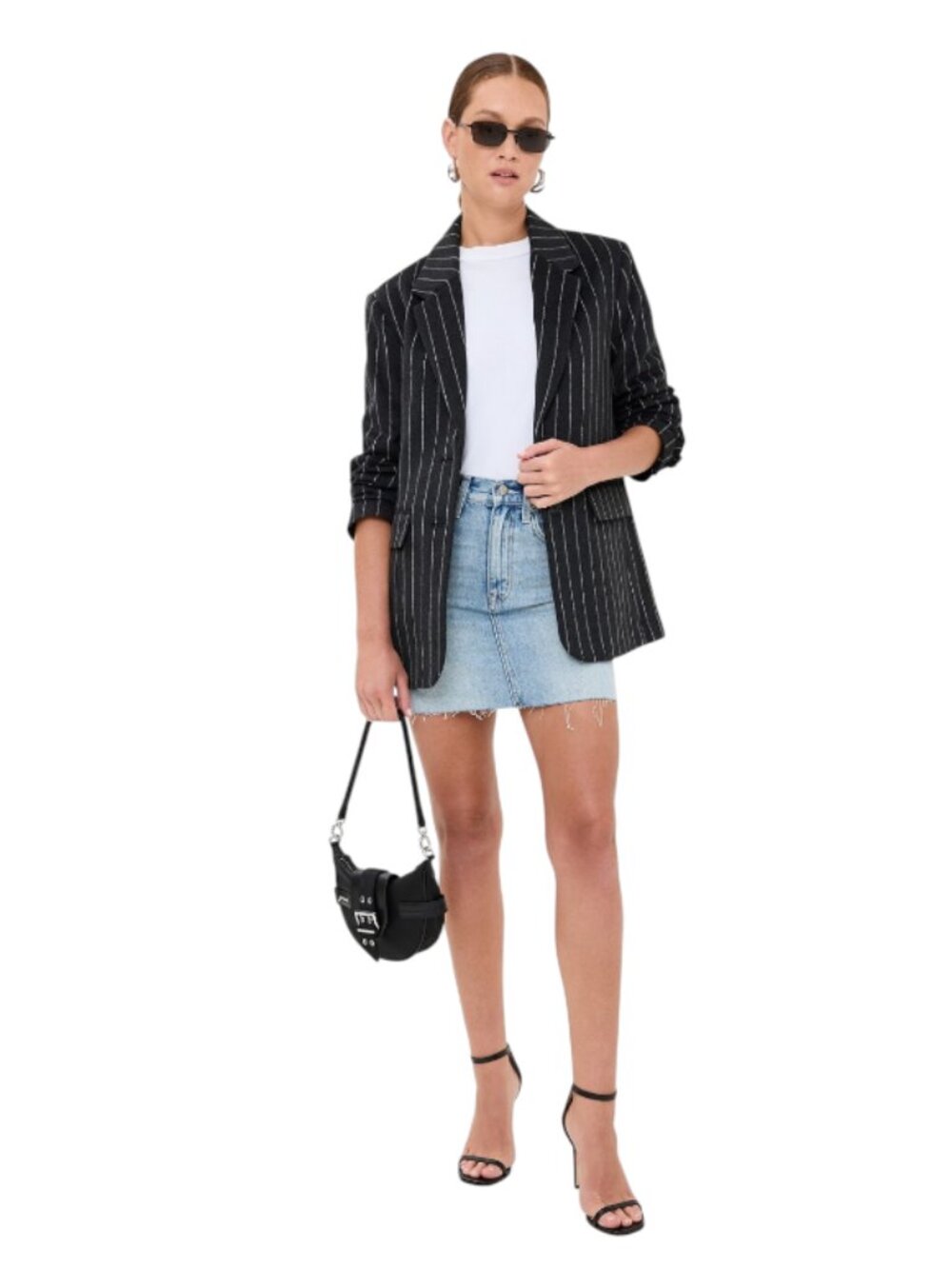 NWT Pistola Jane Blazer Jacket Womens Small Charcoal Gray Chalk Stripe Wool NEW